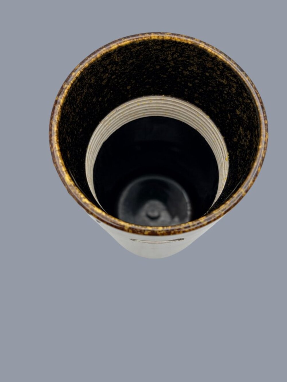 Vintage Japanese Yamaji Brown Gold Speckled Porcelain Vase 9.25" Mid Century - Picture 6 of 11